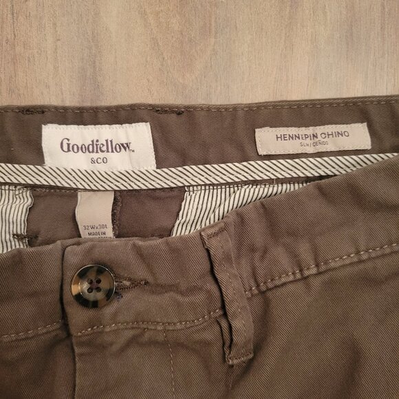 Goodfellow & Co Hennepin Chino Pants 32x30 Brown Slim Fit Stretch Casual Work - Picture 3 of 5